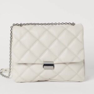 H&M White Quilted Shoulder Bag with Silver Chain